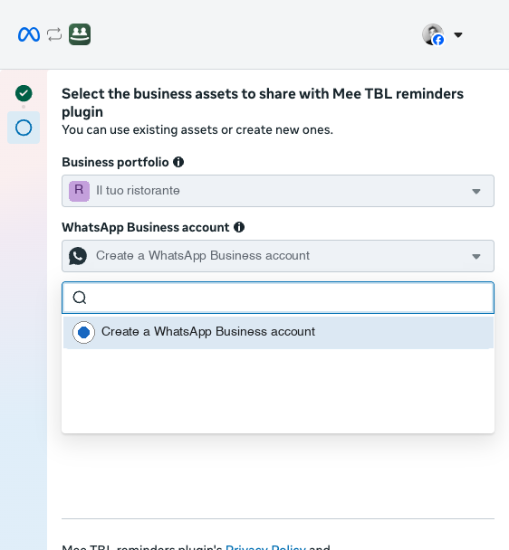 La tendina dell'account WhatsApp: la voce in alto crea un account nuovo, le altre sono quelli che hai già