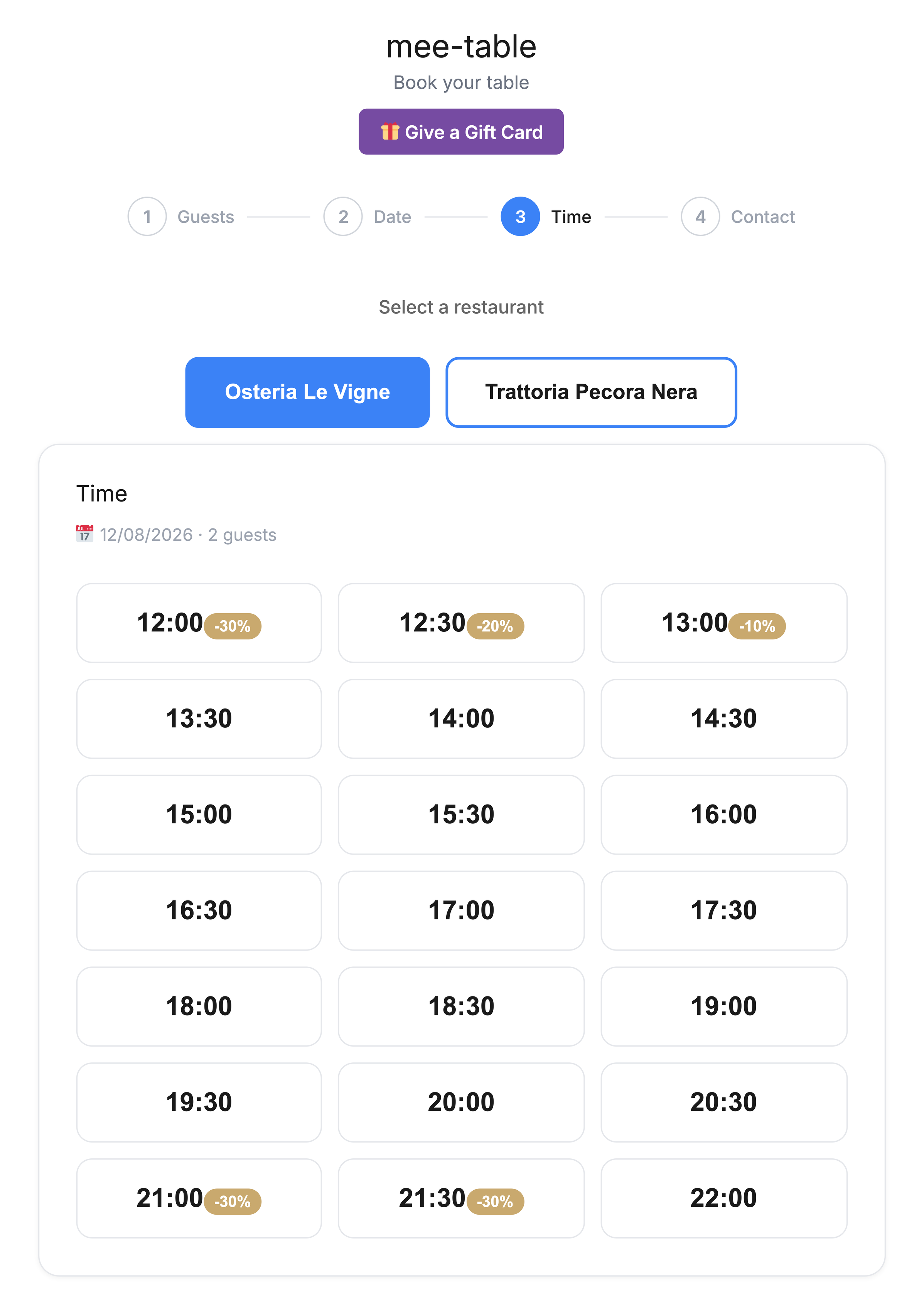 Simple bookings, offers visible at the right moment.