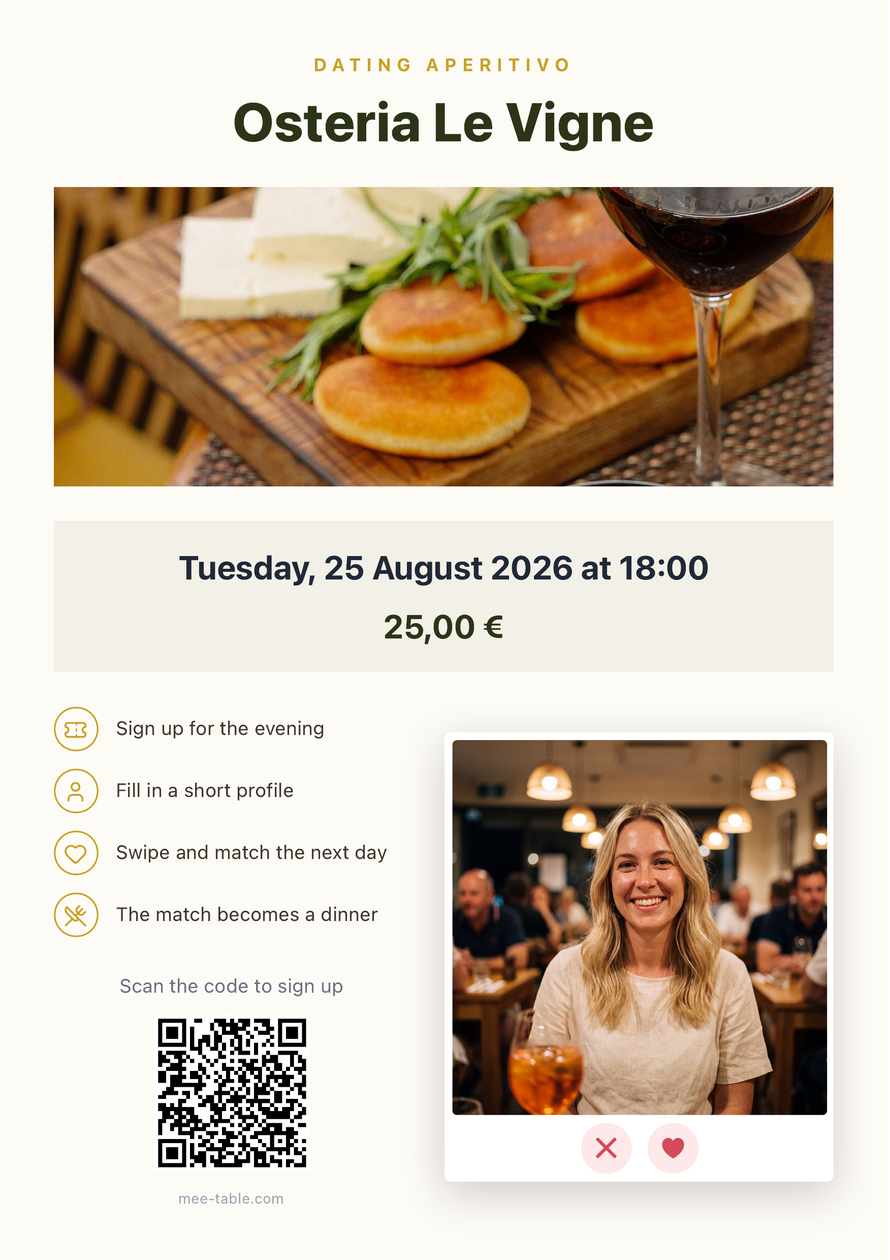 The Dating Aperitivo flyer, ready to print